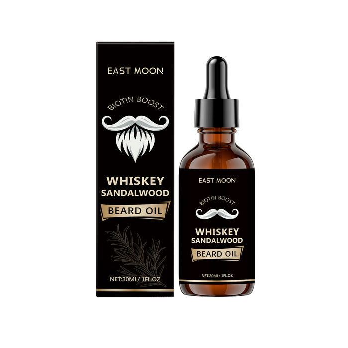 EAST MOON Sandalwood Beard Oil — product and front packaging