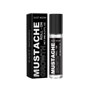 EAST MOON Mustache Oil Roll-On — product and front packaging