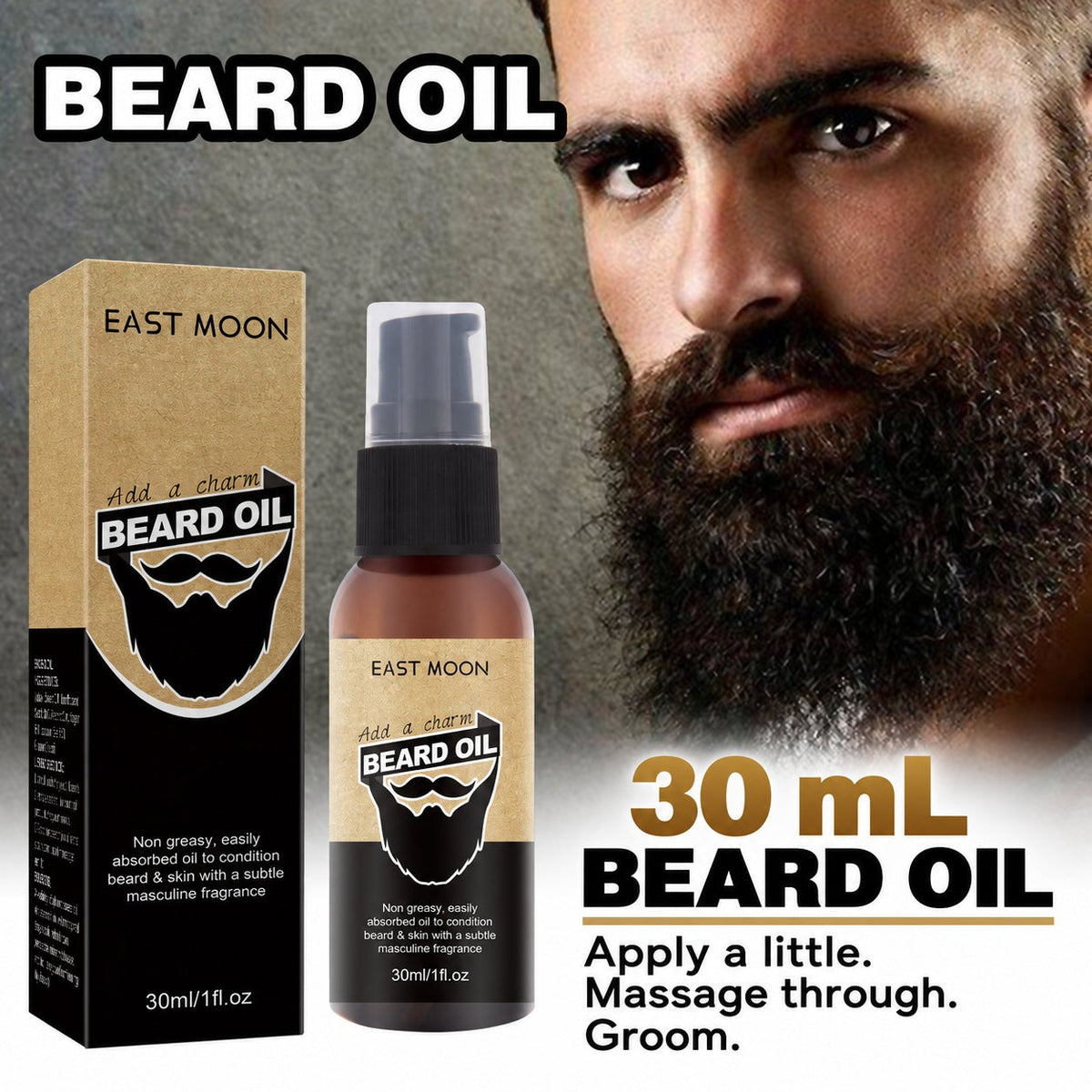 EAST MOON Jojoba Beard Oil — 30 mL pump-bottle beard oil