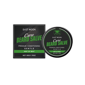 EAST MOON Hint of Mint Beard Balm — front label and pack contents