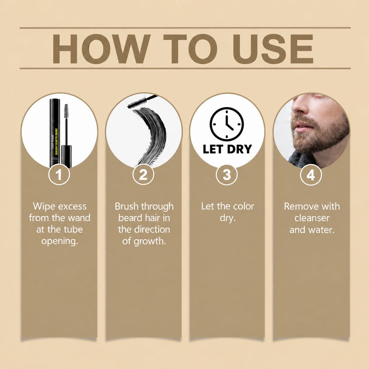 EAST MOON Temporary Beard Color — step-by-step application guide