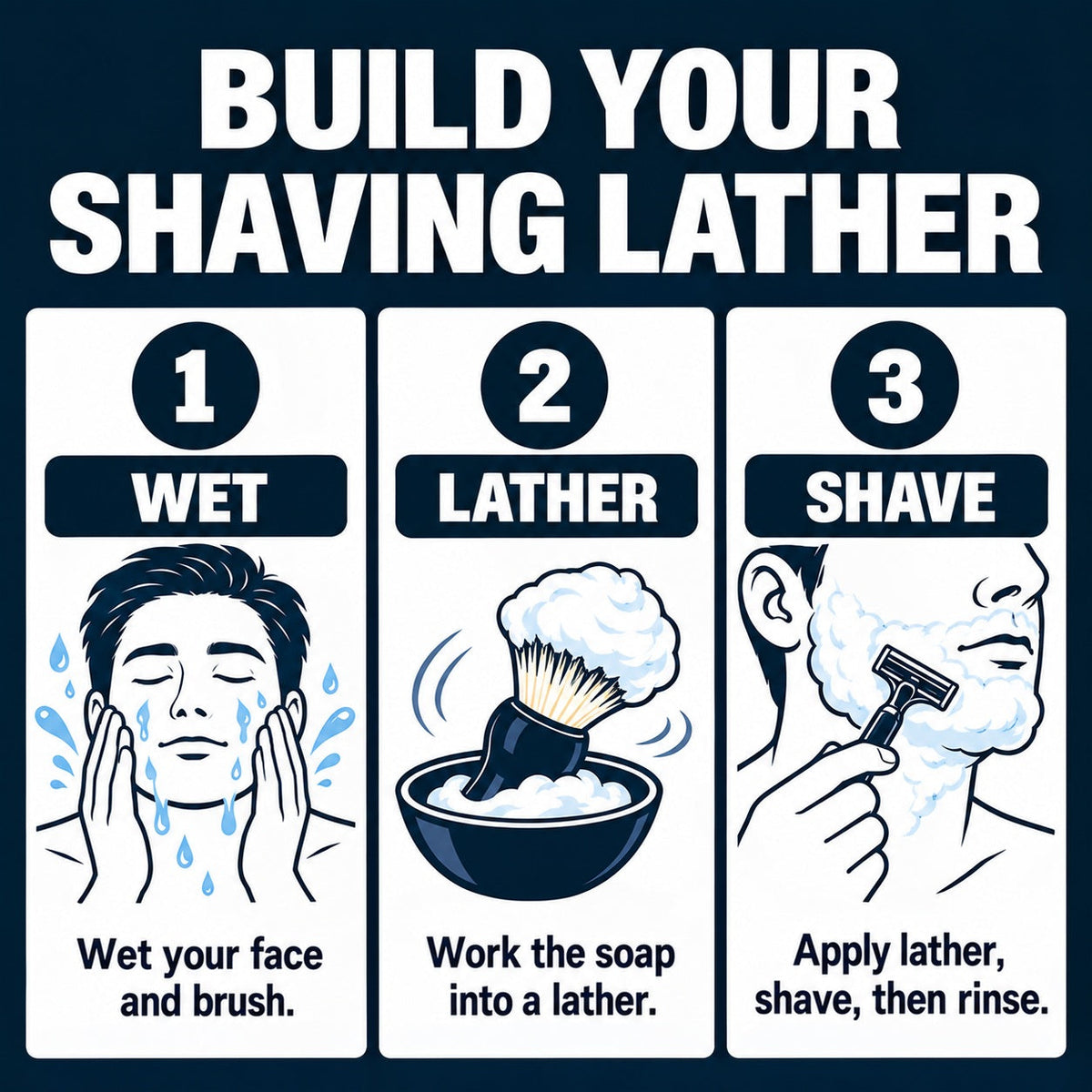 EAST MOON Shaving Soap Puck — wet, lather and shave guide