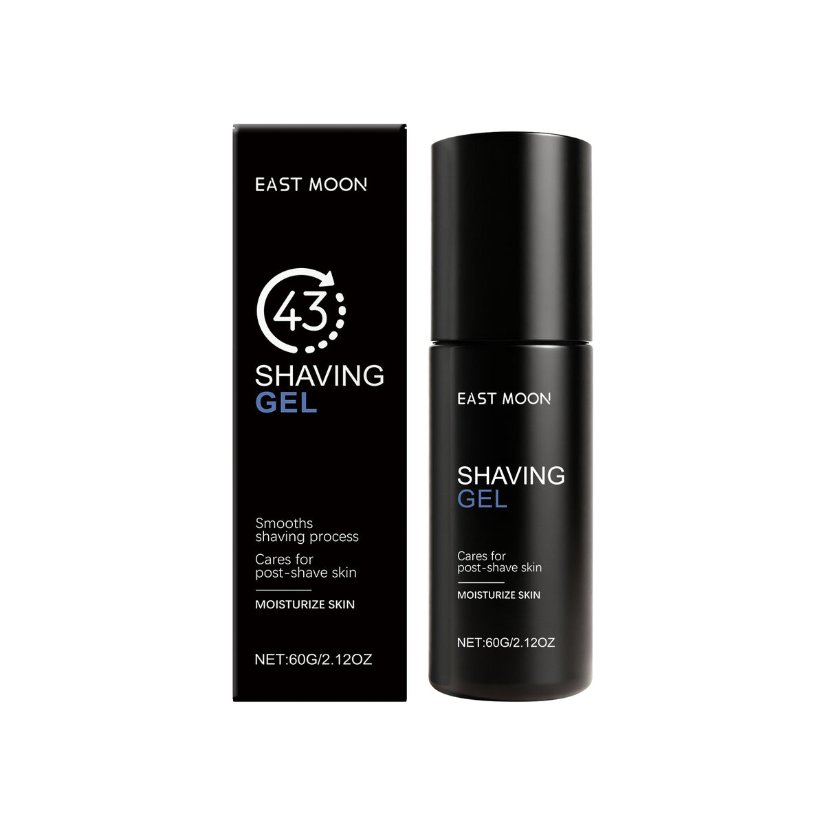 EAST MOON Shaving Gel for Men — front label and pack contents