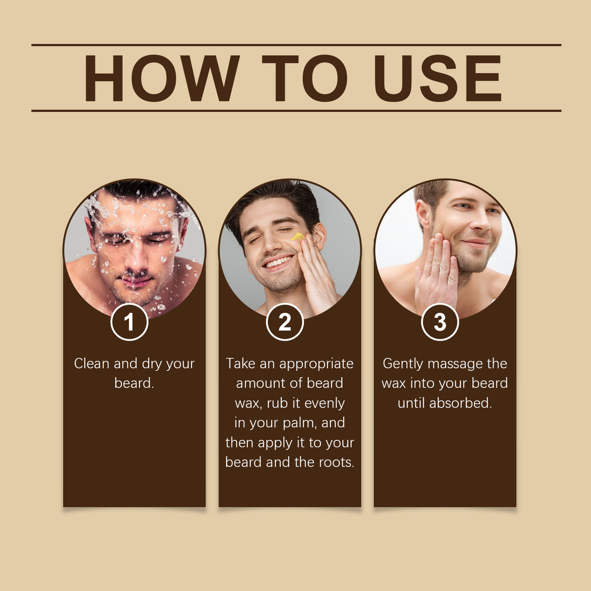 EAST MOON Beard Styling Balm with Beeswax & Shea — step-by-step application guide