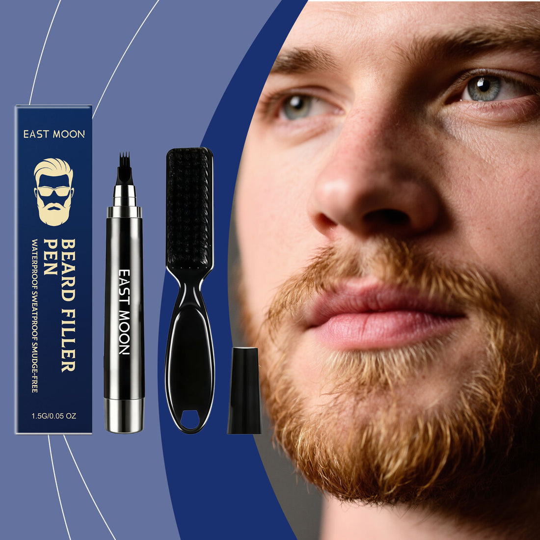 EAST MOON Beard Filler Pen & Brush — product and front packaging
