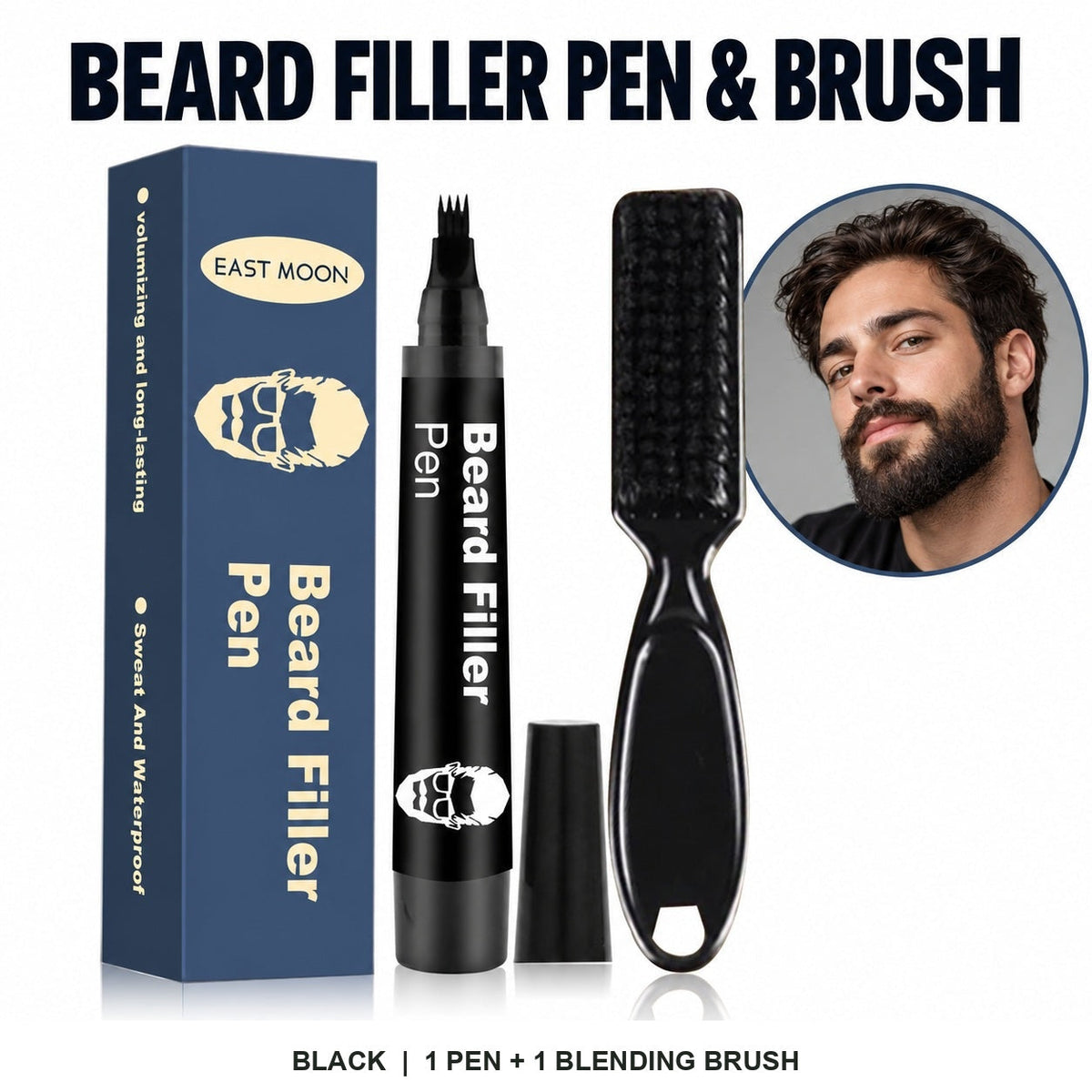 EAST MOON Black Beard Filler Pen & Brush — pen and brush set