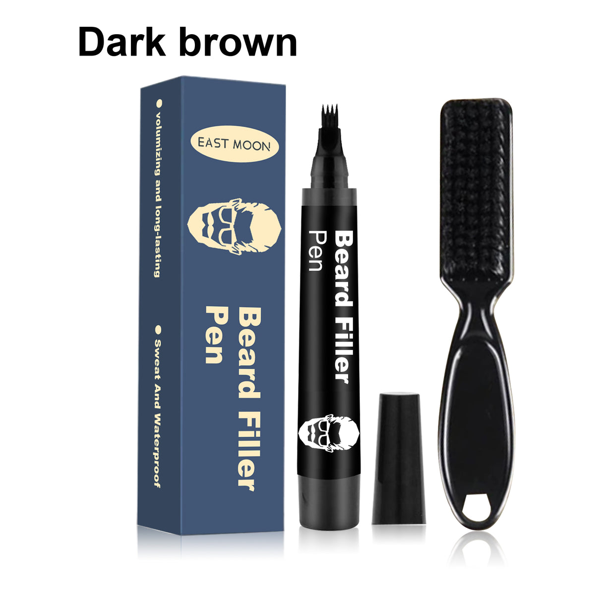 EAST MOON Black Beard Filler Pen & Brush — beard filling and outline illustration