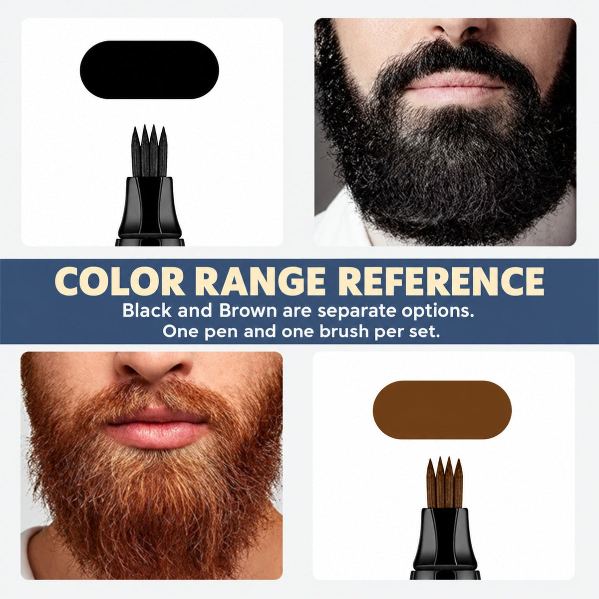 EAST MOON Black Beard Filler Pen & Brush — color range, not two included pens
