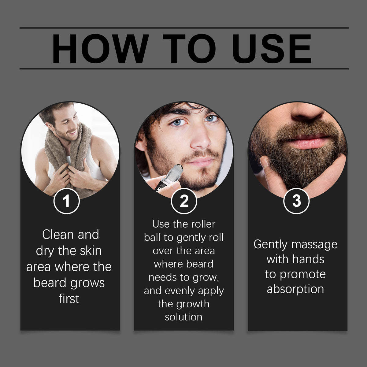 EAST MOON Mustache Oil Roll-On — step-by-step application guide